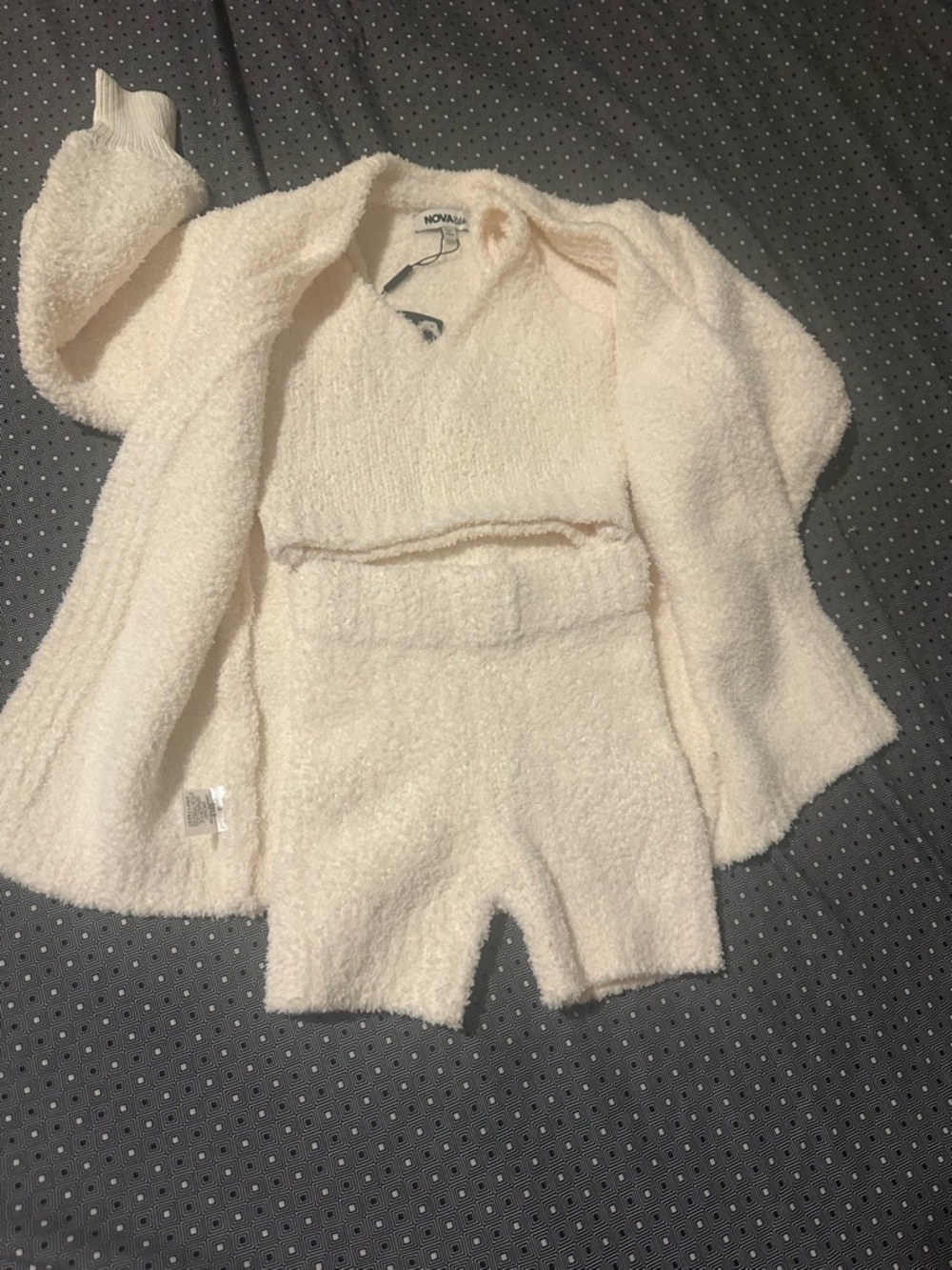 Fashion Nova Cream Plush 3-Piece Lounge Set